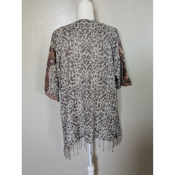 Soft Surroundings Open Cardigan Kimono Small/Medium Fringe Bohemian Chic‎ - Picture 3 of 10